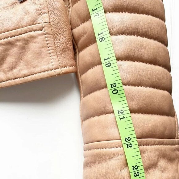 J. Crew Collection Standing Collar Leather Moto Jacket - NWOT - Peach Tan - Picture 6 of 11